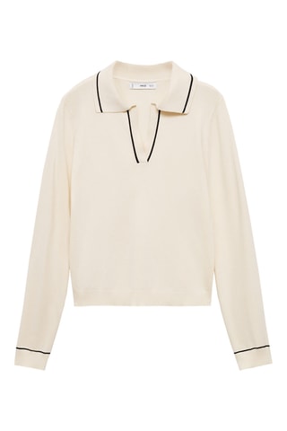 Pull-over maille col polo - Beige
