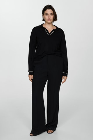 Pull-over maille col polo - Noir