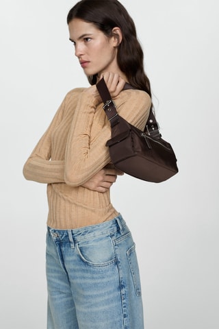 Pull-over côtelé col montant - Beige
