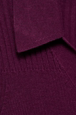Pull-over maille côtelée boutons - Lie-de-vin