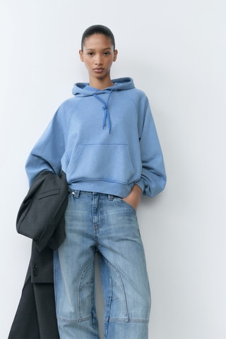 Sweater à capuche coton - Bleu