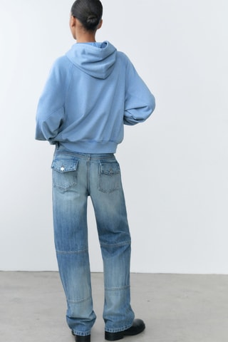 Sweater à capuche coton - Bleu