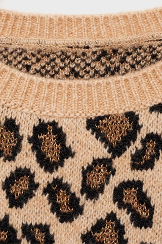 Pull-over manches courtes léopard - Beige