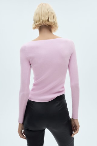 Pull maille col bateau - Rose