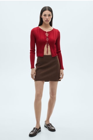 Cardigan maille nœuds - Rouge