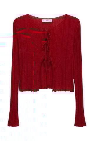 Cardigan maille nœuds - Rouge
