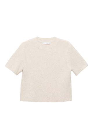 Pull-over manches courtes détail brillant - Crème
