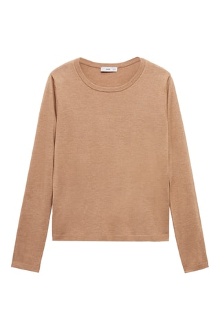 Pull-over maille fine col rond - Beige