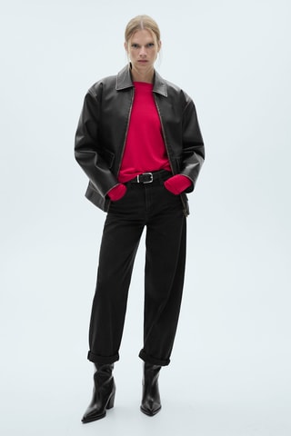 Pull-over maille fine col rond - Fuchsia