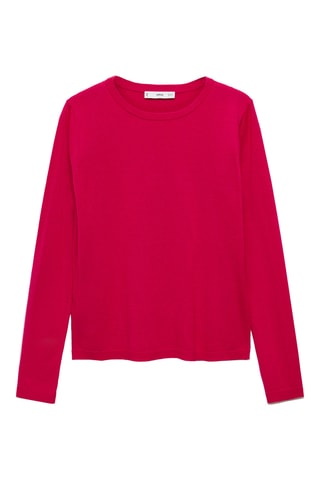 Pull-over maille fine col rond - Fuchsia