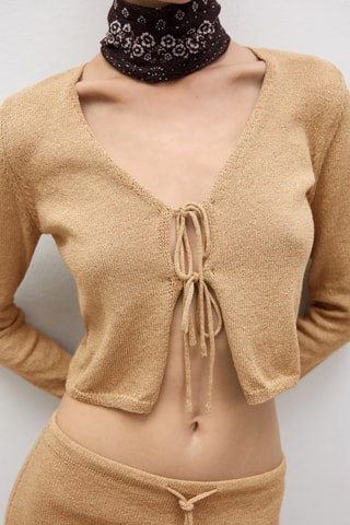 Cardigan maille nœud - Beige