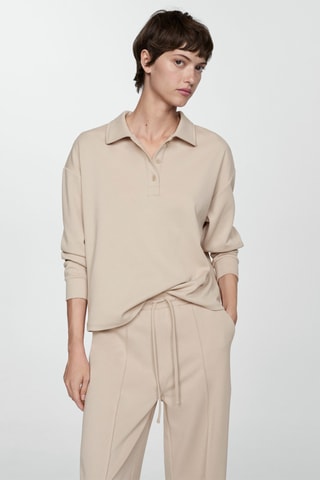 Sweat-shirt col polo - Beige