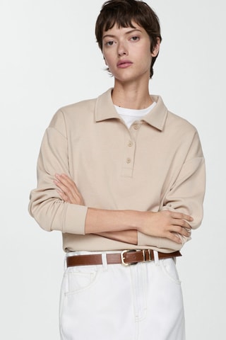 Sweat-shirt col polo - Beige