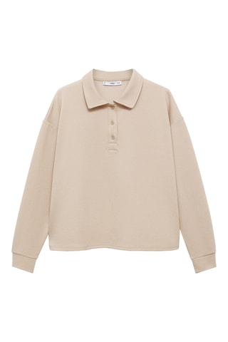 Sweat-shirt col polo - Beige