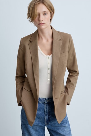 Blazer croisé pied-de-poule - Chocolat