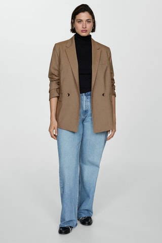 Blazer croisé pied-de-poule - Chocolat
