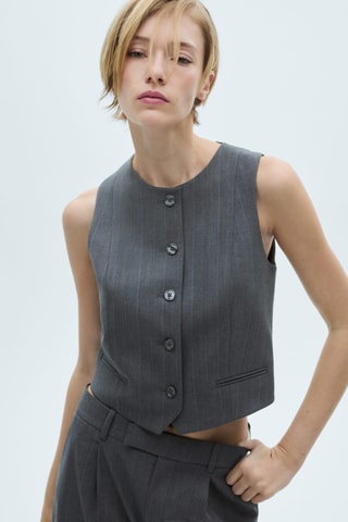 Gilet de costume à fines rayures - Gris