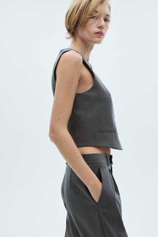 Gilet de costume à fines rayures - Gris