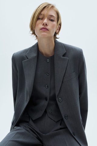 Gilet de costume à fines rayures - Gris