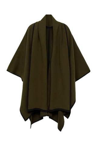 Cape maille liseré contrastant - Kaki