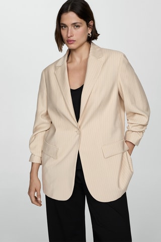 Blazer costume rayures - Beige