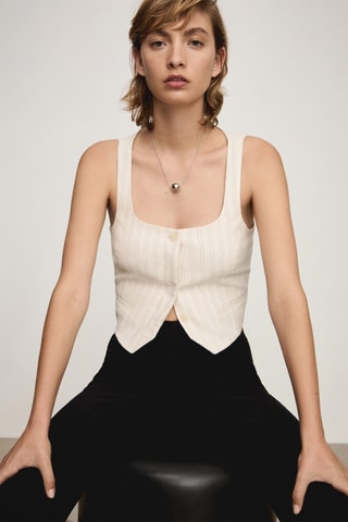 Gilet costume rayures - Beige