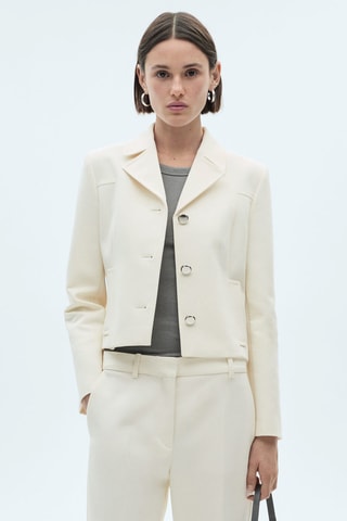 Veste revers boutons métalliques - Crème