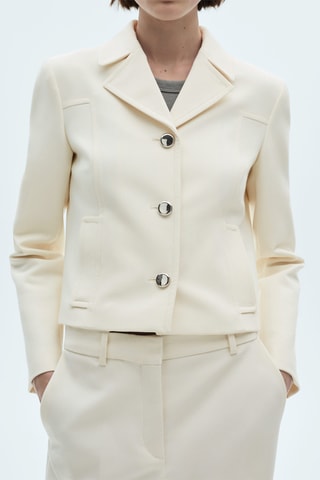 Veste revers boutons métalliques - Crème