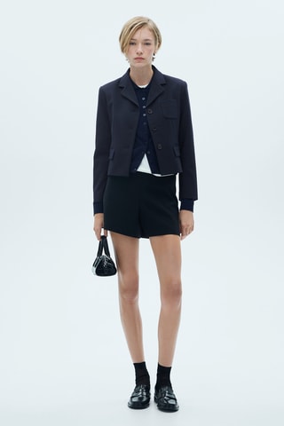Blazer crop boutons - Bleu marine