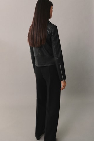 Blouson biker en cuir - Noir