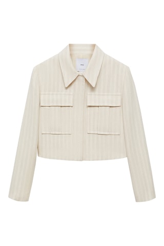 Veste poches rayures - Beige