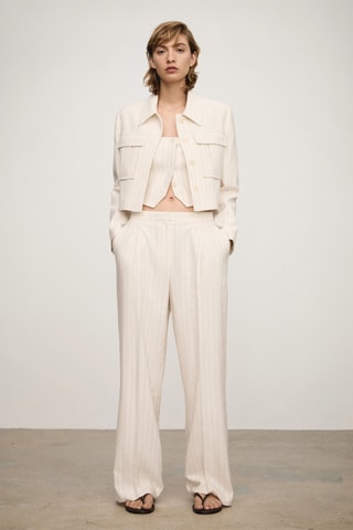 Veste poches rayures - Beige