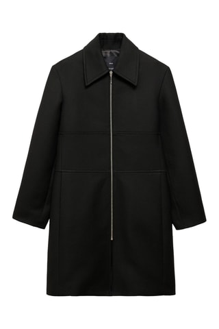 Manteau droit fermeture éclair - Noir