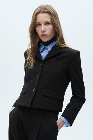 Blazer crop boutons - Noir