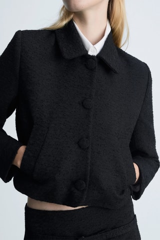 Veste tweed crop - Noir