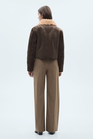 Veste effet daim col imitation mouton retourné - Marron
