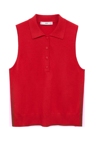 Gilet maille fine col polo - Rouge