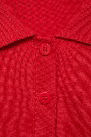 Gilet maille fine col polo - Rouge