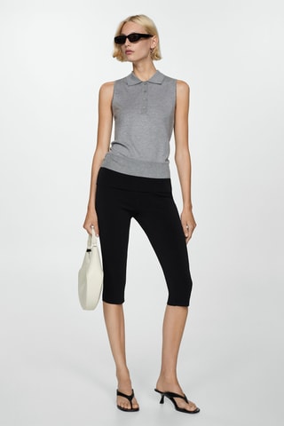 Gilet maille fine col polo - Gris