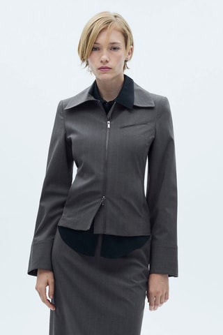 Veste rayures double fermeture éclair - Gris