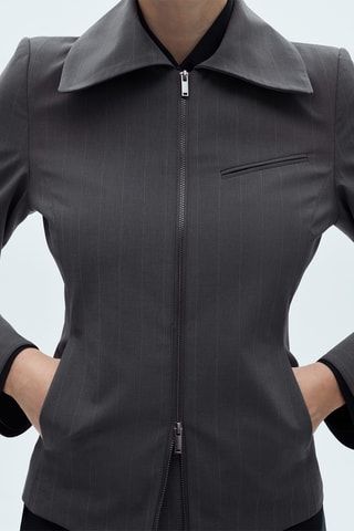 Veste rayures double fermeture éclair - Gris