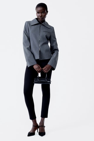 Veste rayures double fermeture éclair - Gris