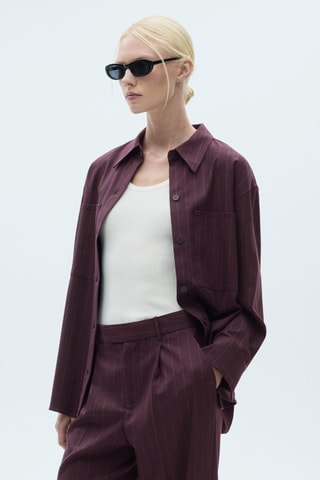 Surchemise rayures tennis - Lie-de-vin