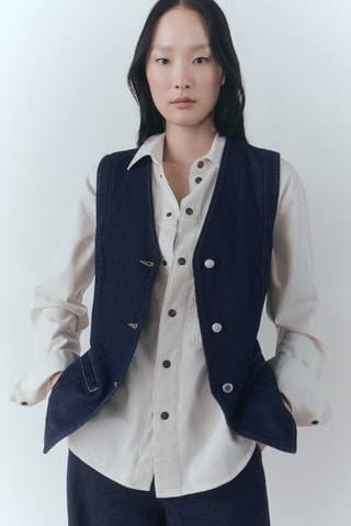 Gilet en jean rinse wash - Bleu