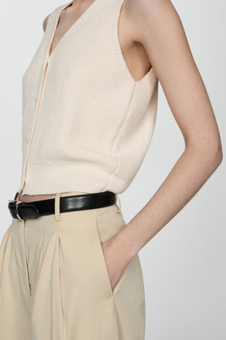 Gilet maille côtelée - Écru
