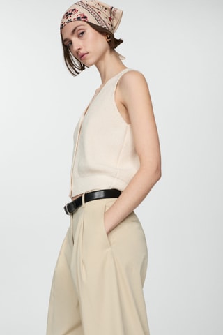 Gilet maille côtelée - Écru