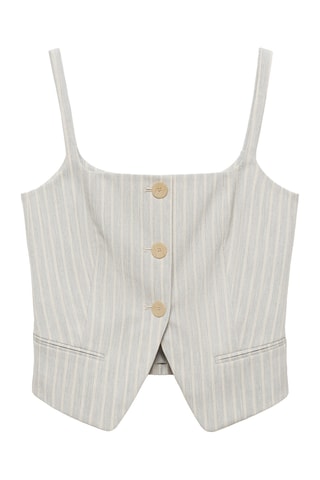 Gilet rayures boutons - Gris