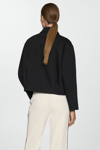 Veste coton col chemise - Noir