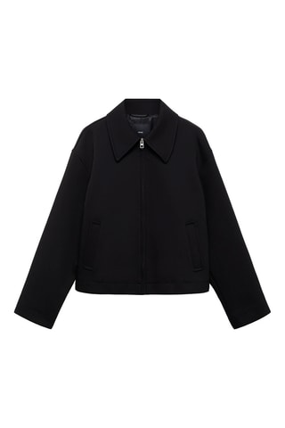 Veste coton col chemise - Noir