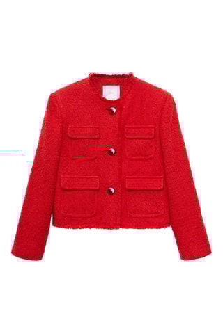 Veste en tweed à poches - Rouge